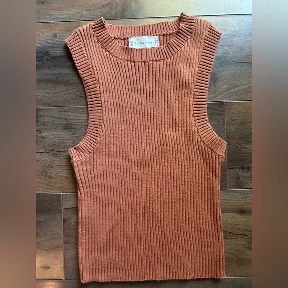 By Together Ribbed Sweater Tank | Size S | Rust / Cinnamon Brown - Picture 2 of 5